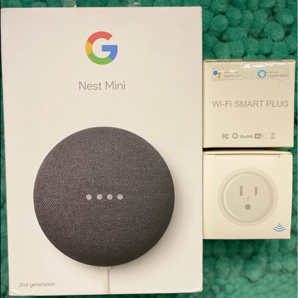 Google mini + 2 Wi-Fi plugs. Brand new in box, Never used